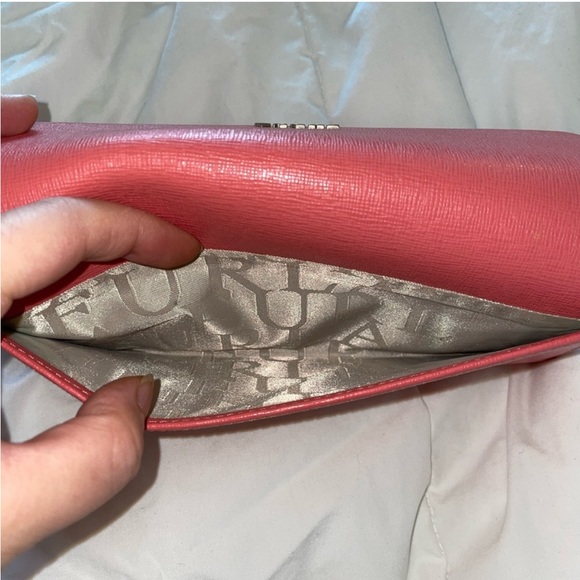 Furla two-fold long wallet L-shaped zipper coin purse pink leather for Ladies - Picture 14 of 15